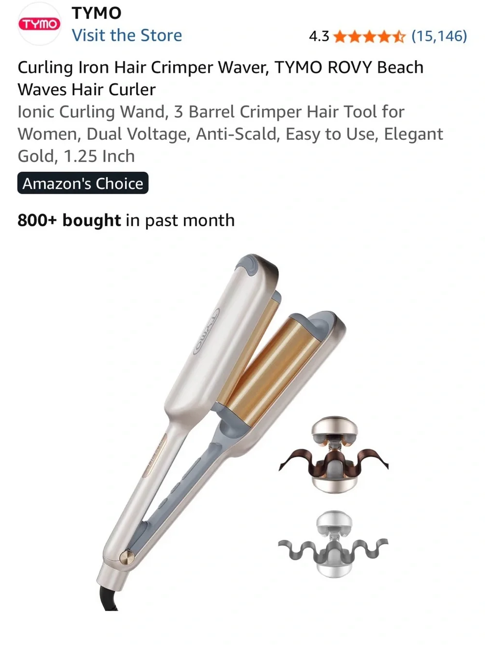 Tymo Hair Crimper / Waver - 1.25 inch barrel